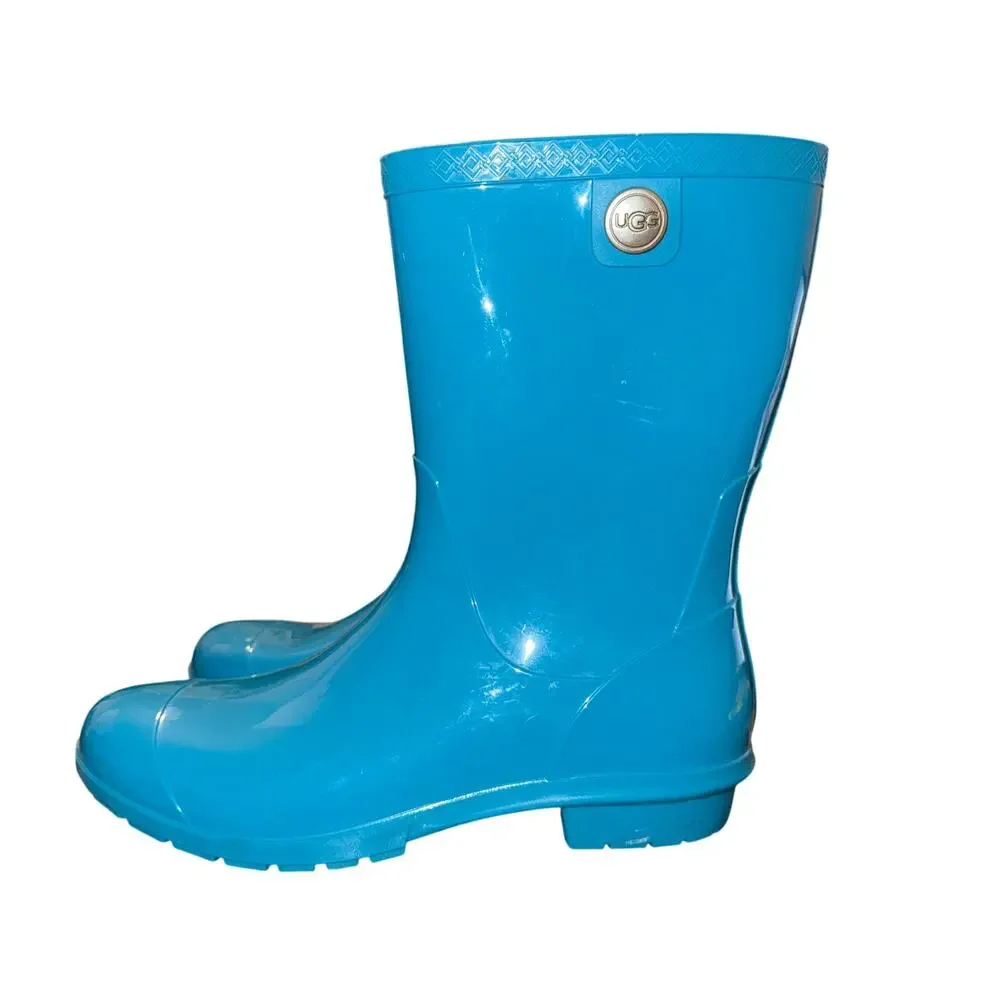 Ugg Australia Sienna Rain Boots Women’s Size 11 Blue Rubber Shearling Insole